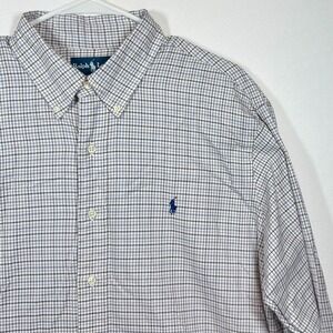 Ralph Lauren Custom Fit Plaid Check Button Down Shirt Mens Sz XL‎